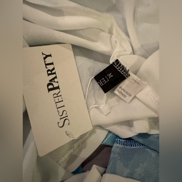 NWT SisterParty Blue CutOut Maxi Dress Sz M Tie Neck Wrap Waist Sexy Beach - Picture 3 of 3